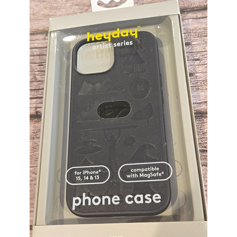 Heyday MagSafe Case For iPhone 15/14/13 Black Faux Leather Keiji Ishida(194)
